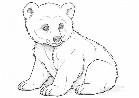 Bear Coloring Pages, Funny baby bear