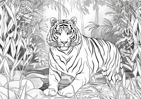 Tiger Coloring Pages, Tiger in jungle