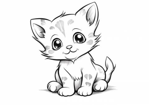 Kitten Coloring Pages, kitten smiling for you