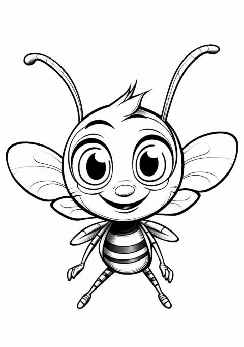 Insects Coloring Pages, Cartoon wasp