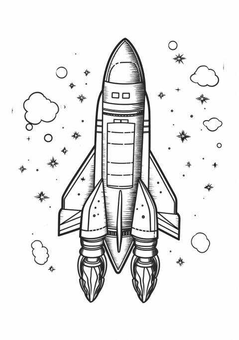 Rockets Coloring Pages, Cohete en el espacio