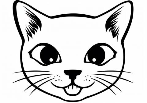 Cat face Coloring Pages, the cat's face is smiling