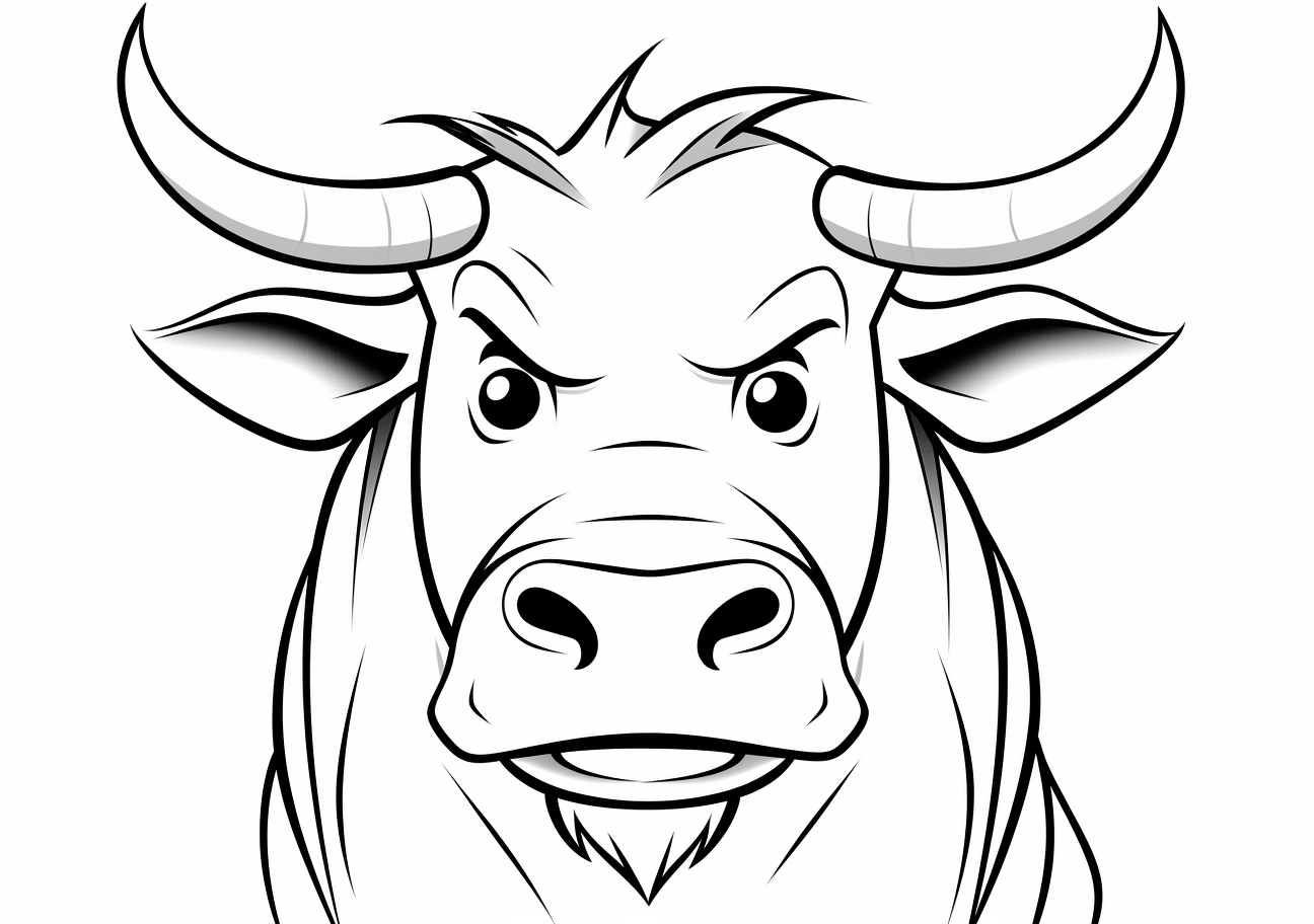 Bull Coloring Pages, Cartoon angry bull