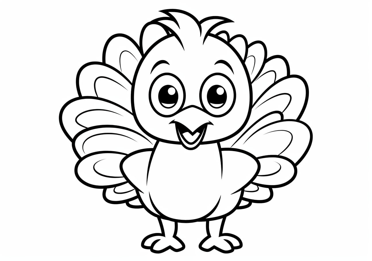 Turkey Coloring Pages, Small cute turkey
