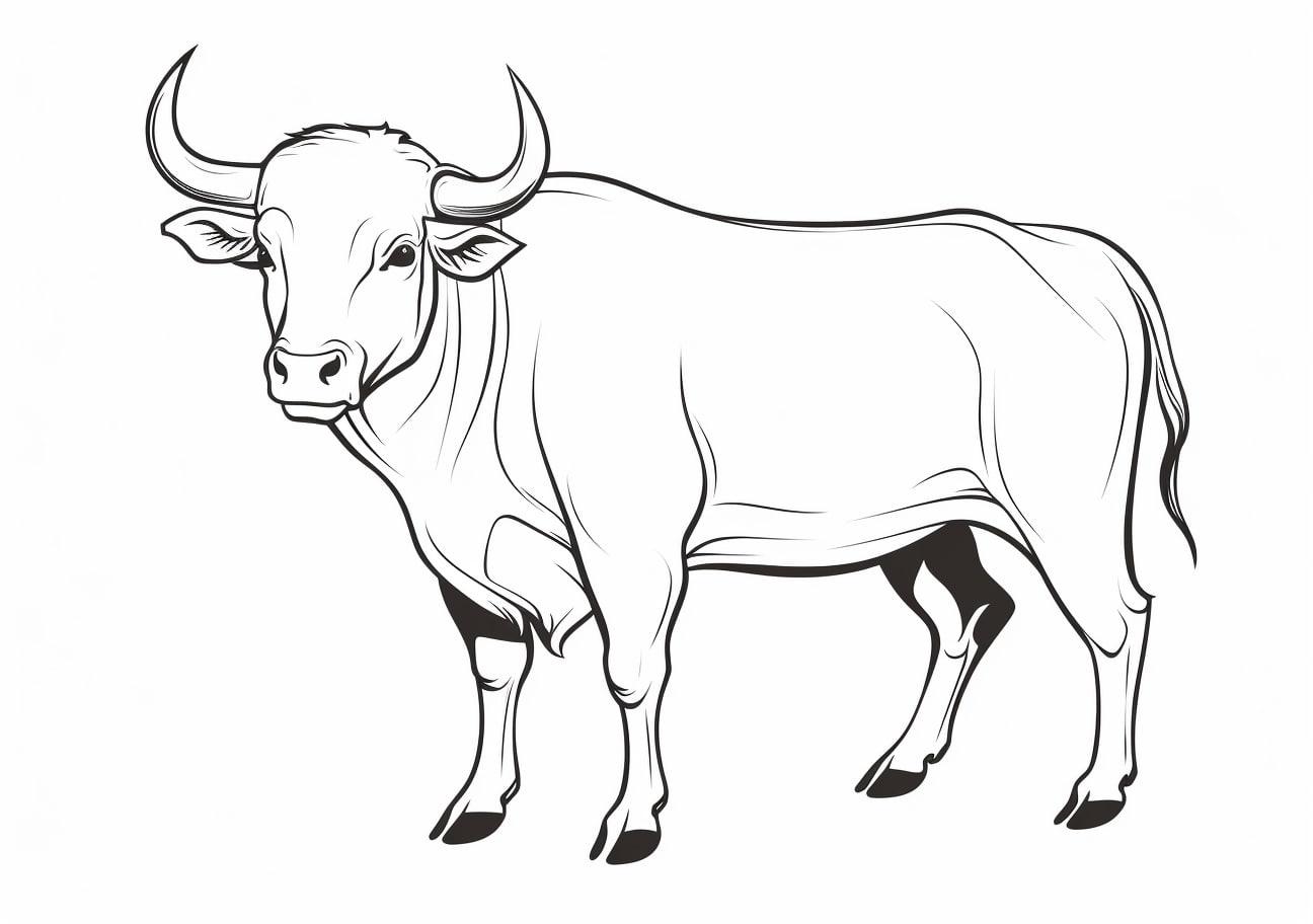 Bull Coloring Pages, シンプルな雄牛