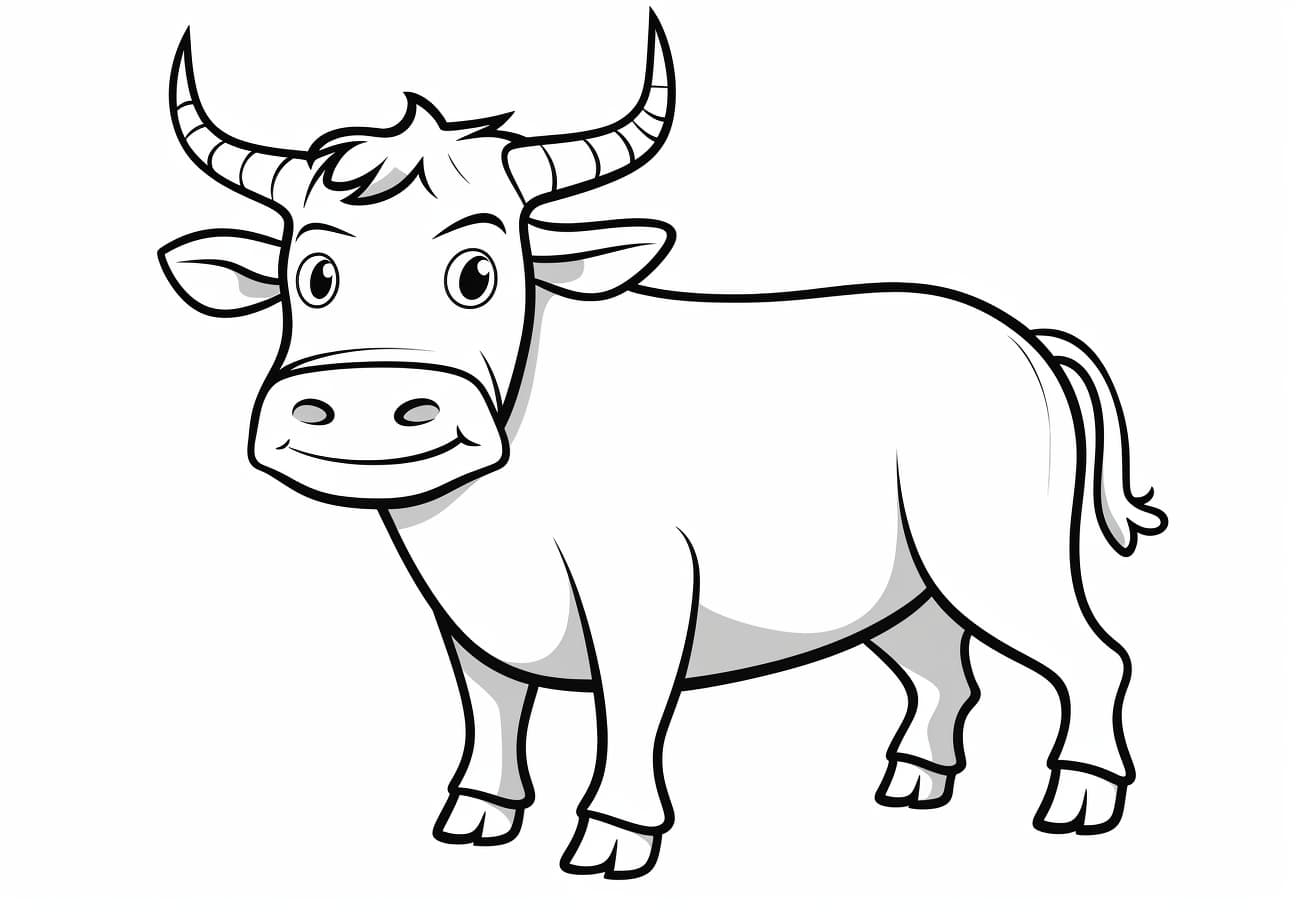 Bull Coloring Pages, カートゥーンブル