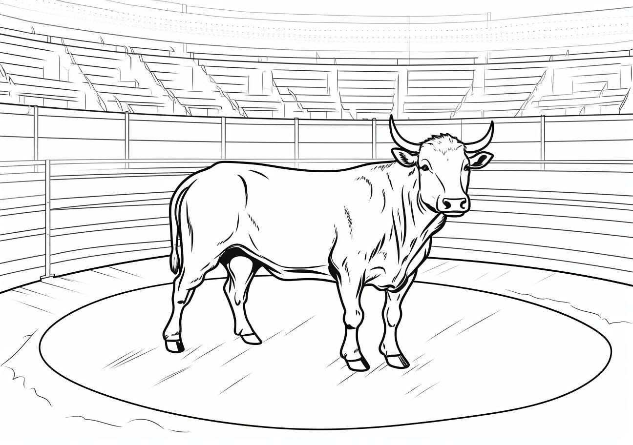Bull Coloring Pages, Bull on arena