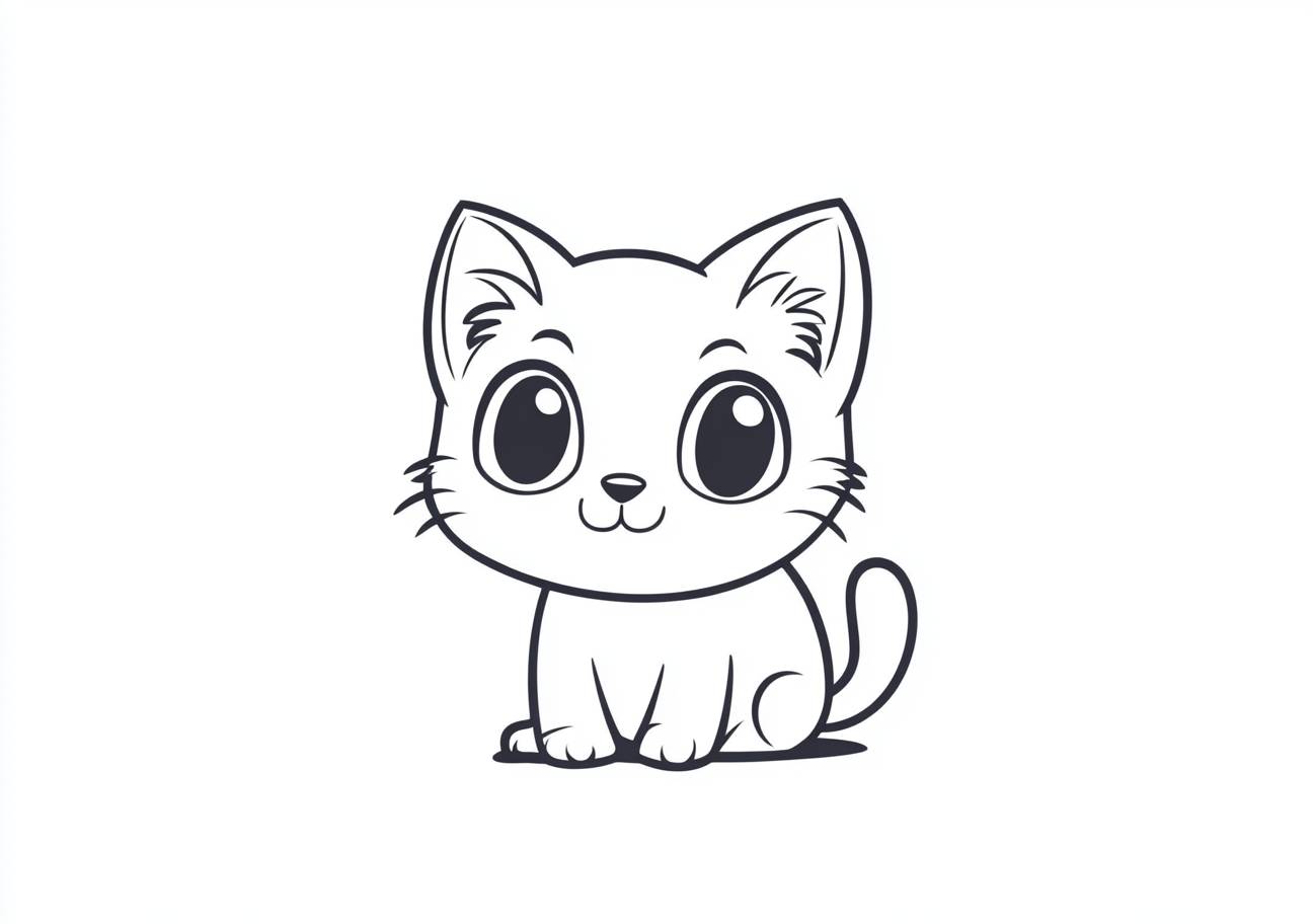 Kitten Coloring Pages, Dibujos animados de gatitos sentados