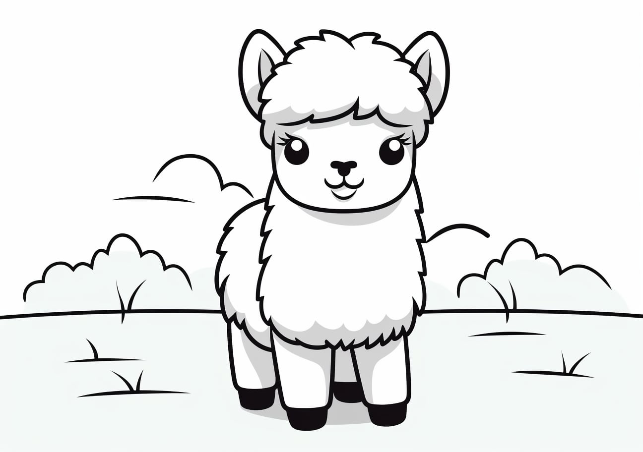 Alpaca Coloring Pages, かわいい漫画のアルパカ