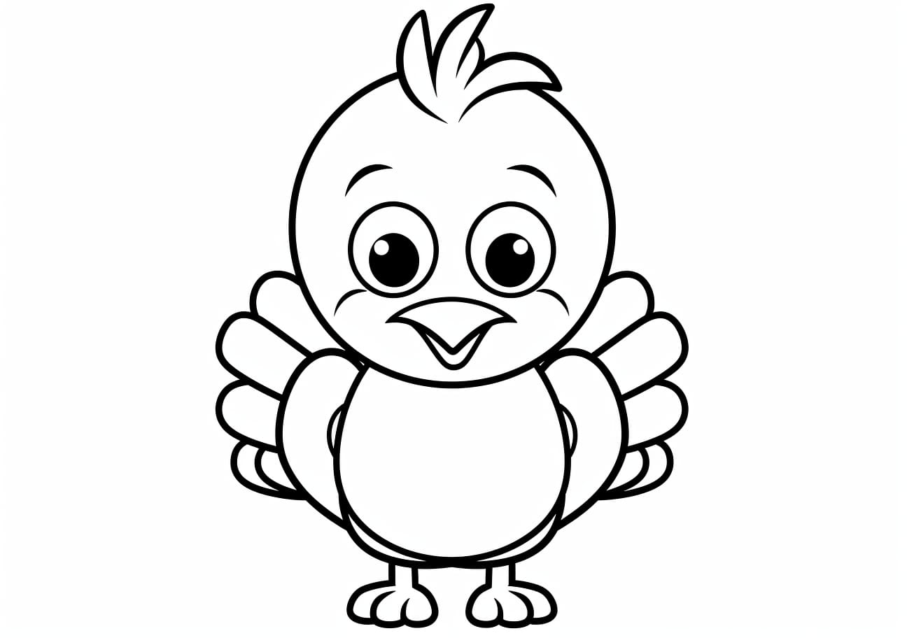 Turkey Coloring Pages, Simple cute turkey