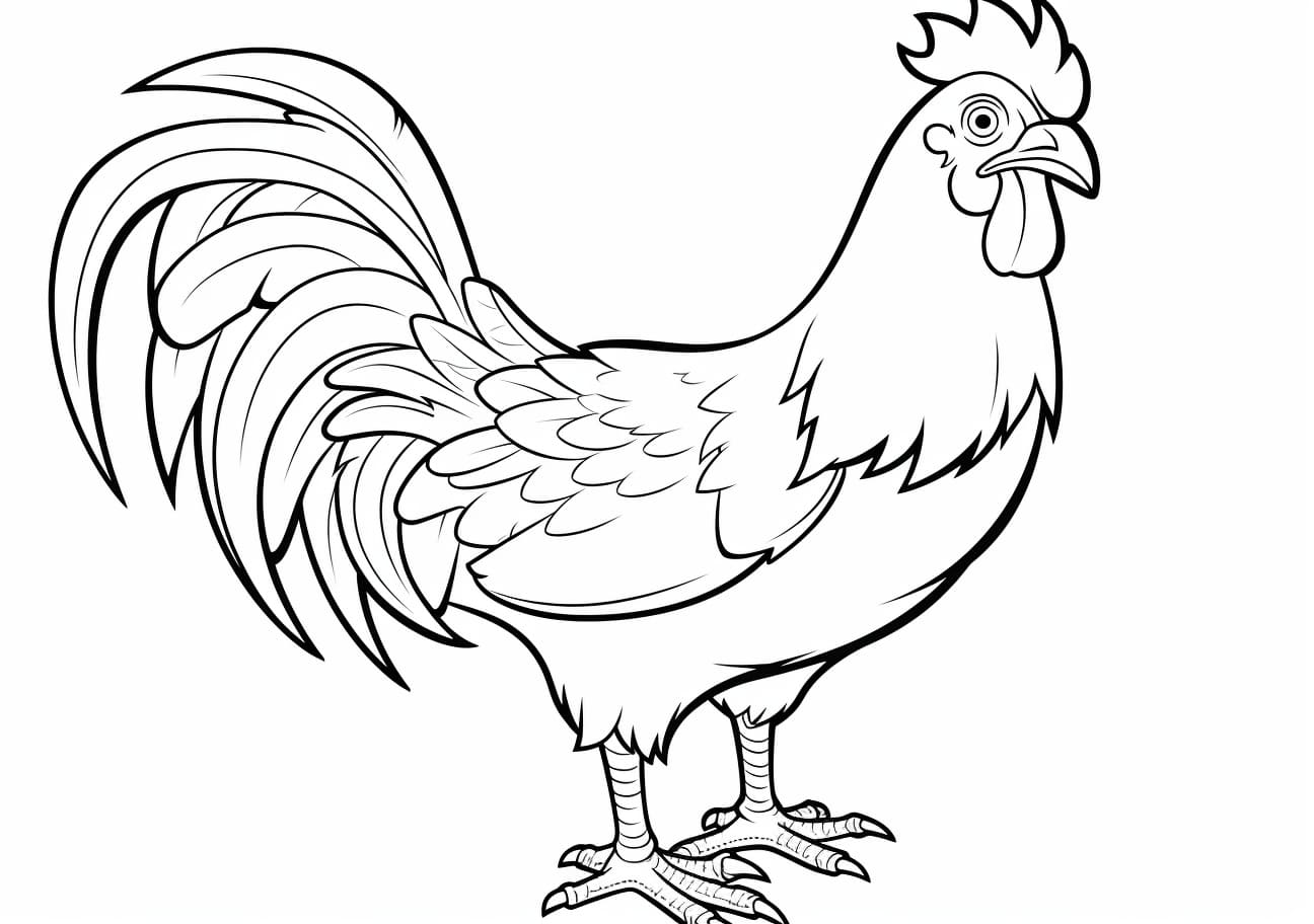 Rooster Coloring Pages, Grille