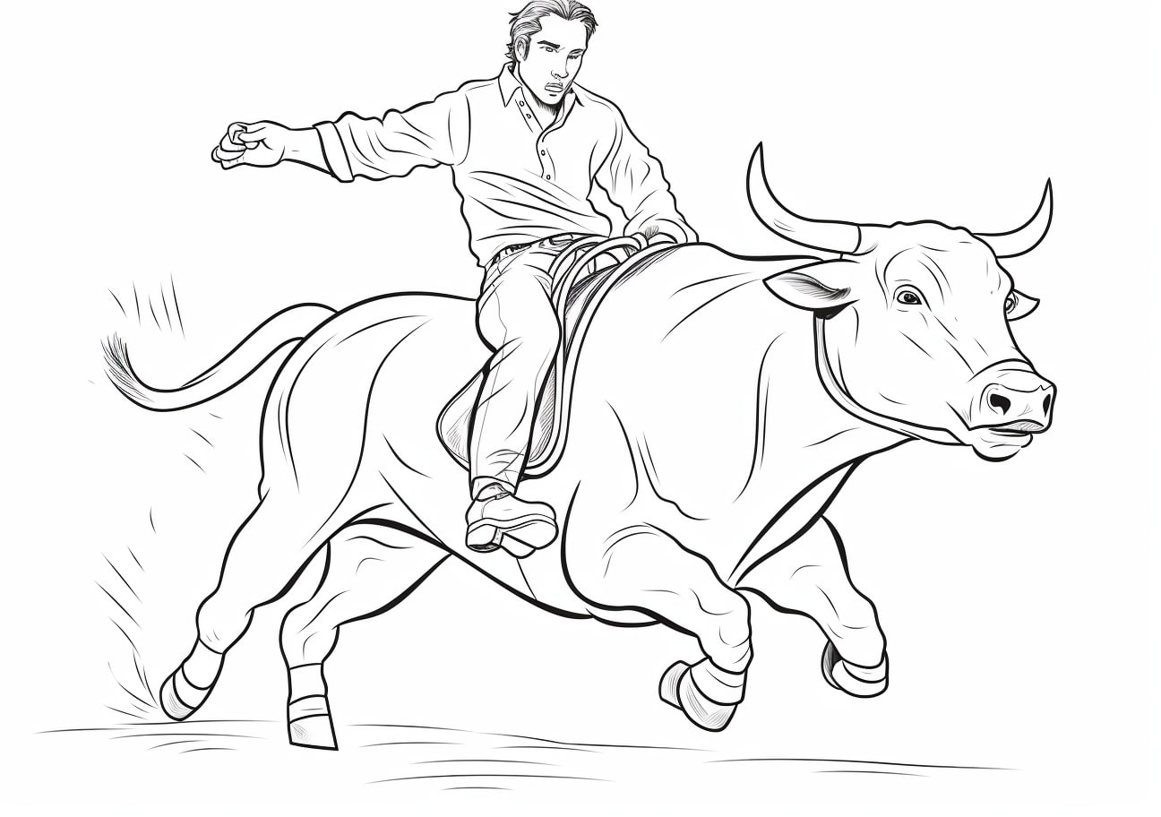 Bull Coloring Pages, ロデオの雄牛