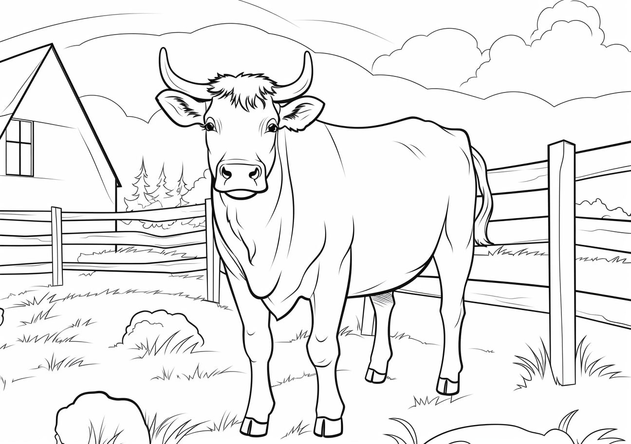 Bull Coloring Pages, 農場の雄牛