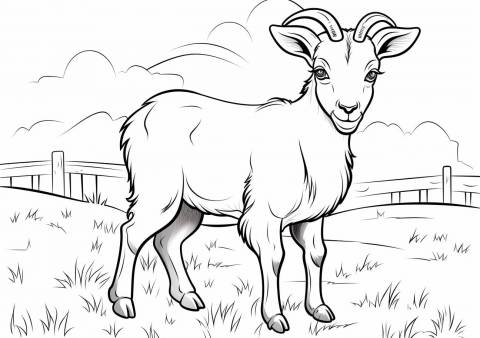 Goat Coloring Pages, Cartoon goat