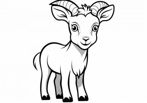 Goat Coloring Pages, Simple cartoon goat